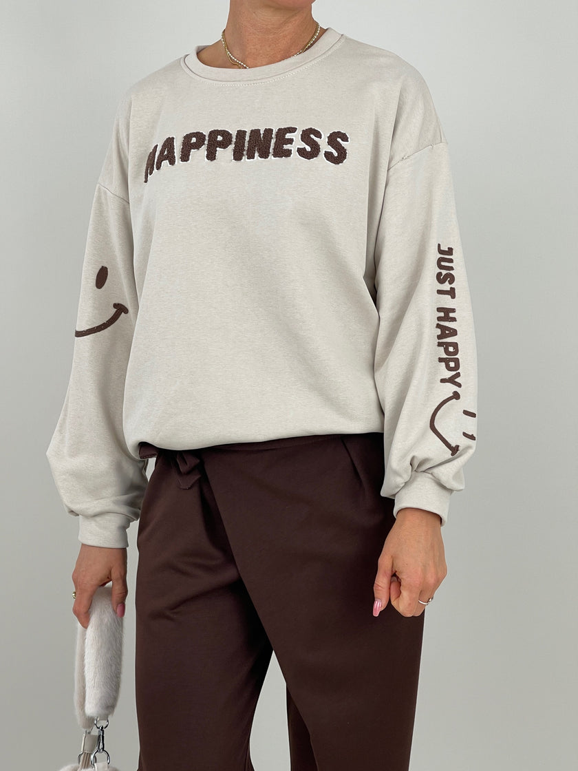 Sweatshirt Happiness in Beige Artikel 6372