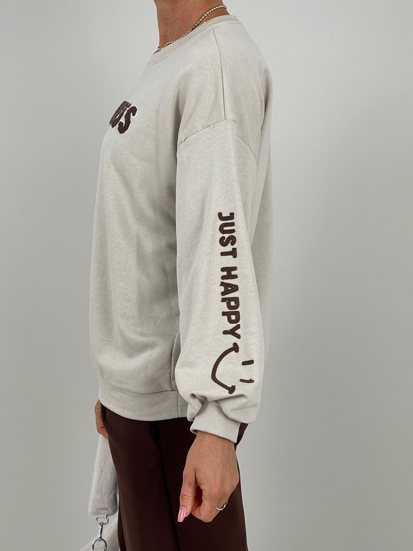 Sweatshirt Happiness in Beige Artikel 6372