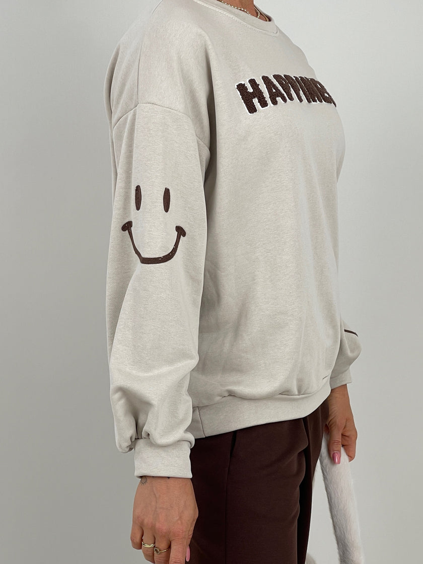 Sweatshirt Happiness in Beige Artikel 6372