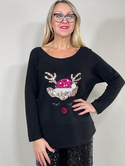 B-WARE Pullover Rentier in Schwarz Artikel 5474