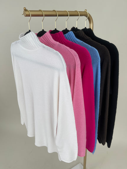 Pullover mit Stehkragen Uni in versch. Farben Art. 6695