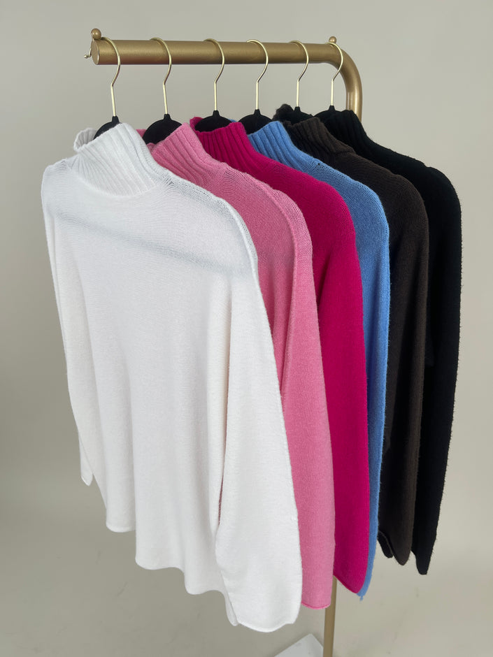 Pullover mit Stehkragen Uni in versch. Farben Art. 6695