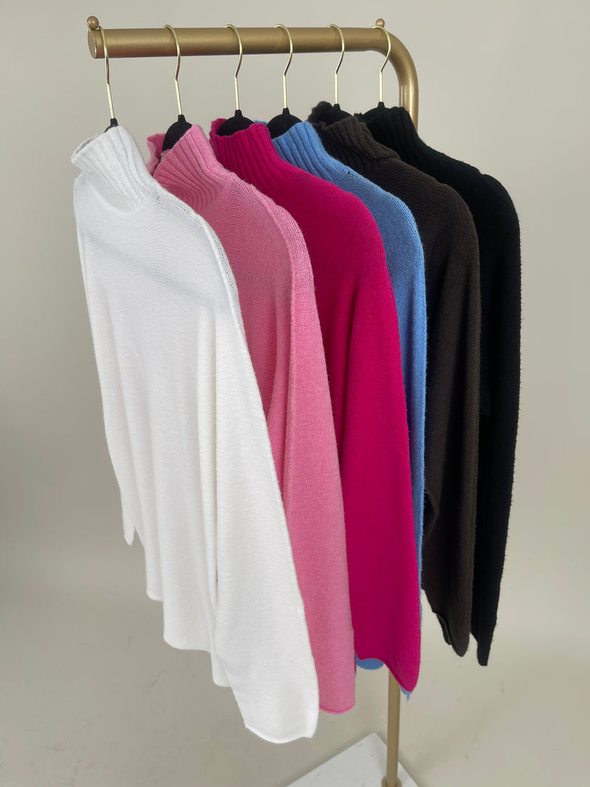 Pullover mit Stehkragen Uni in versch. Farben Art. 6695