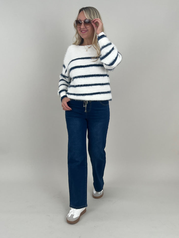 Jeans Wide Leg mit Stretchbund in Blau Art. 6469