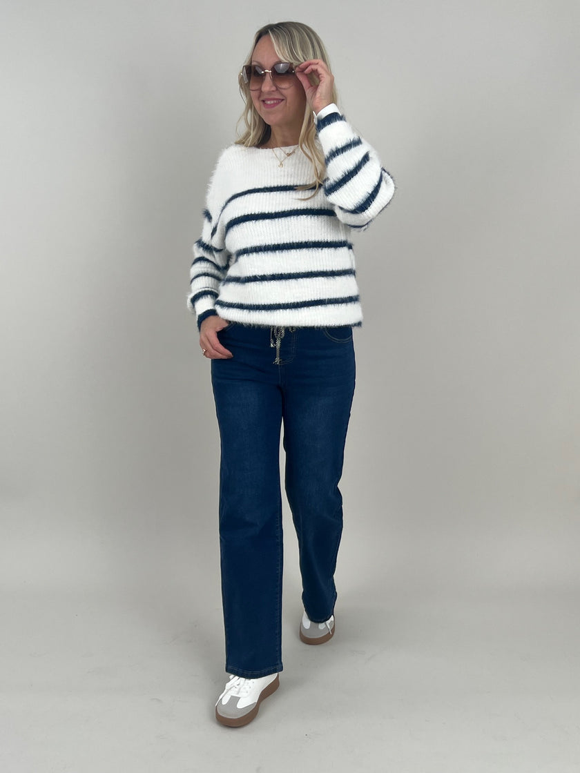 Jeans Wide Leg mit Stretchbund in Blau Art. 6469