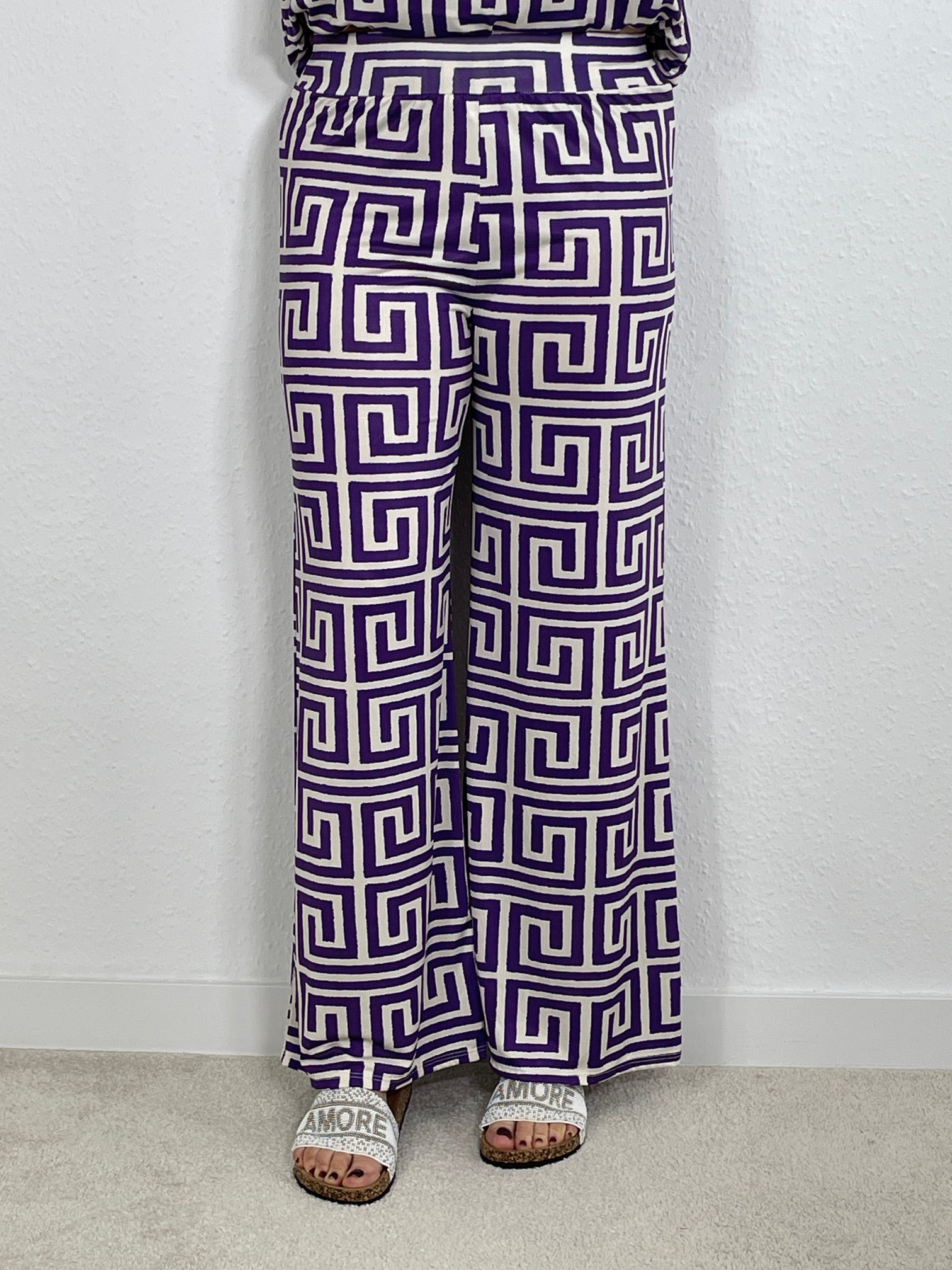 Marlene Hose Gemustert in Lila/Offwhite Artikel 402711