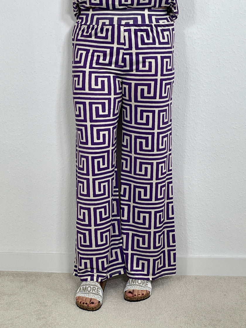 Marlene Hose Gemustert in Lila/Offwhite Artikel 402711