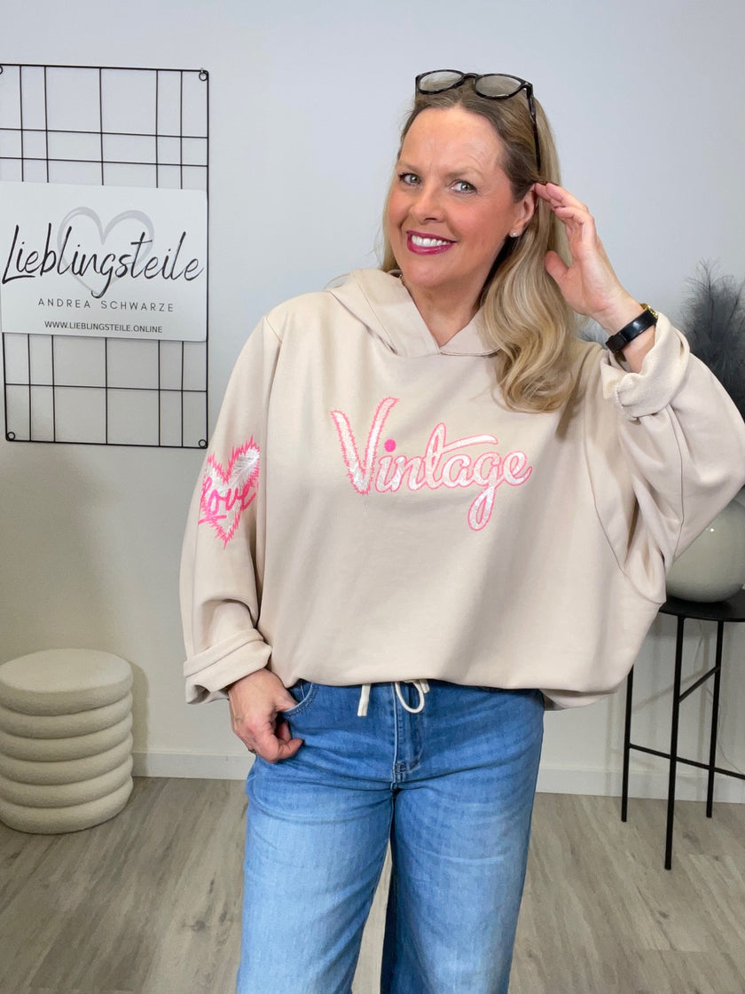 Sweatshirt mit Print in Beige/Pink Artikel 6697