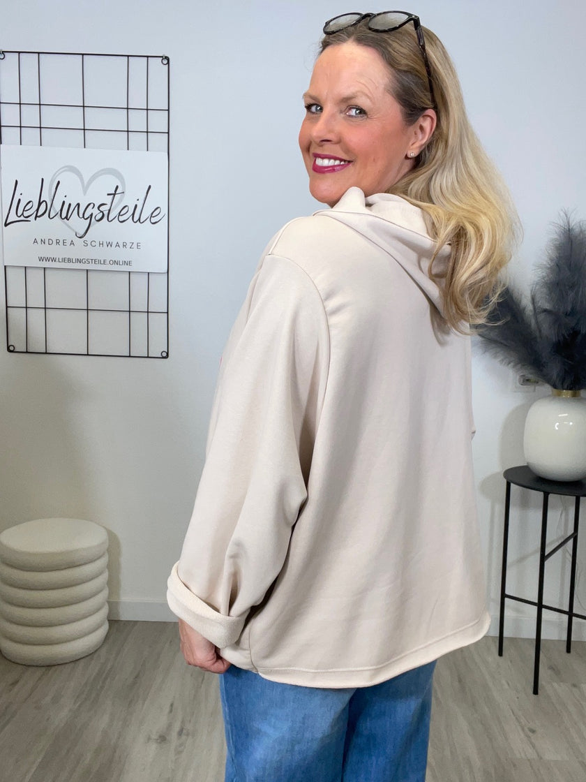 Sweatshirt mit Print in Beige/Pink Artikel 6697