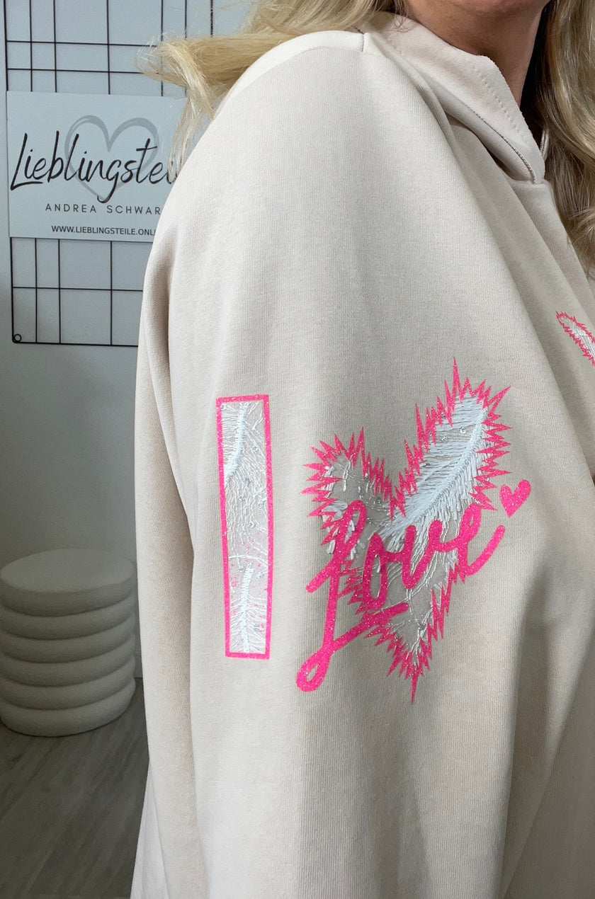 Sweatshirt mit Print in Beige/Pink Artikel 6697