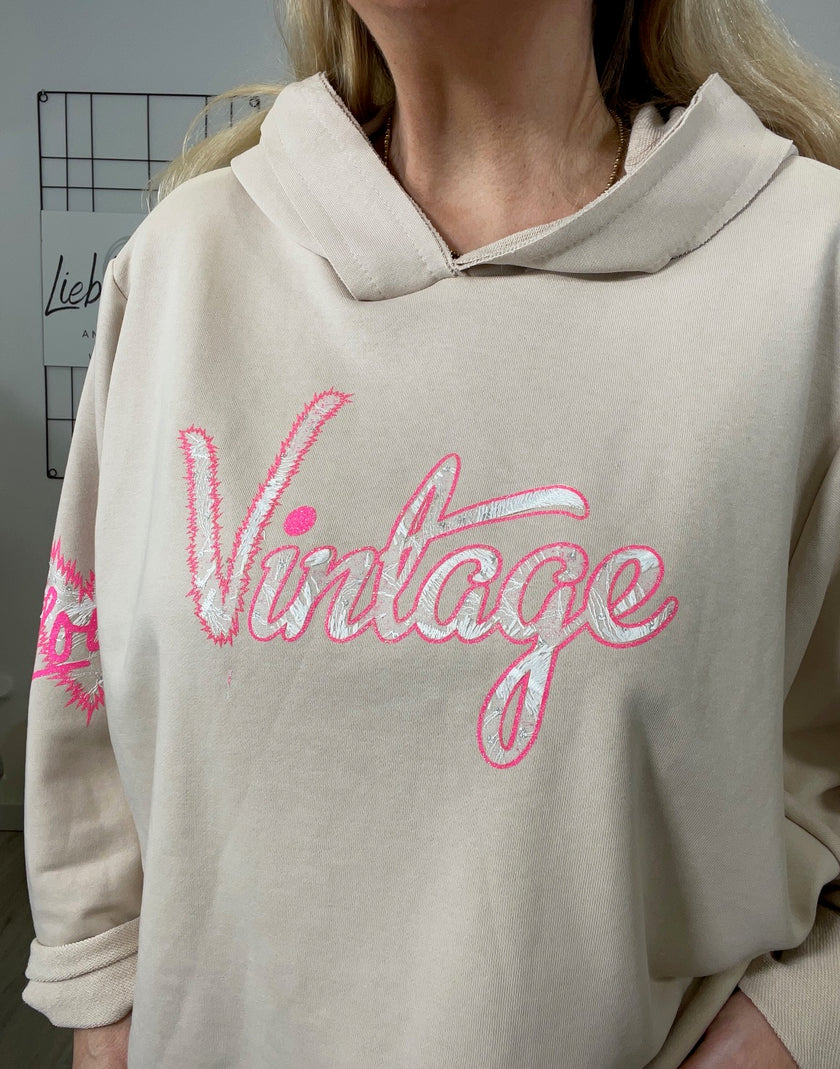 Sweatshirt mit Print in Beige/Pink Artikel 6697