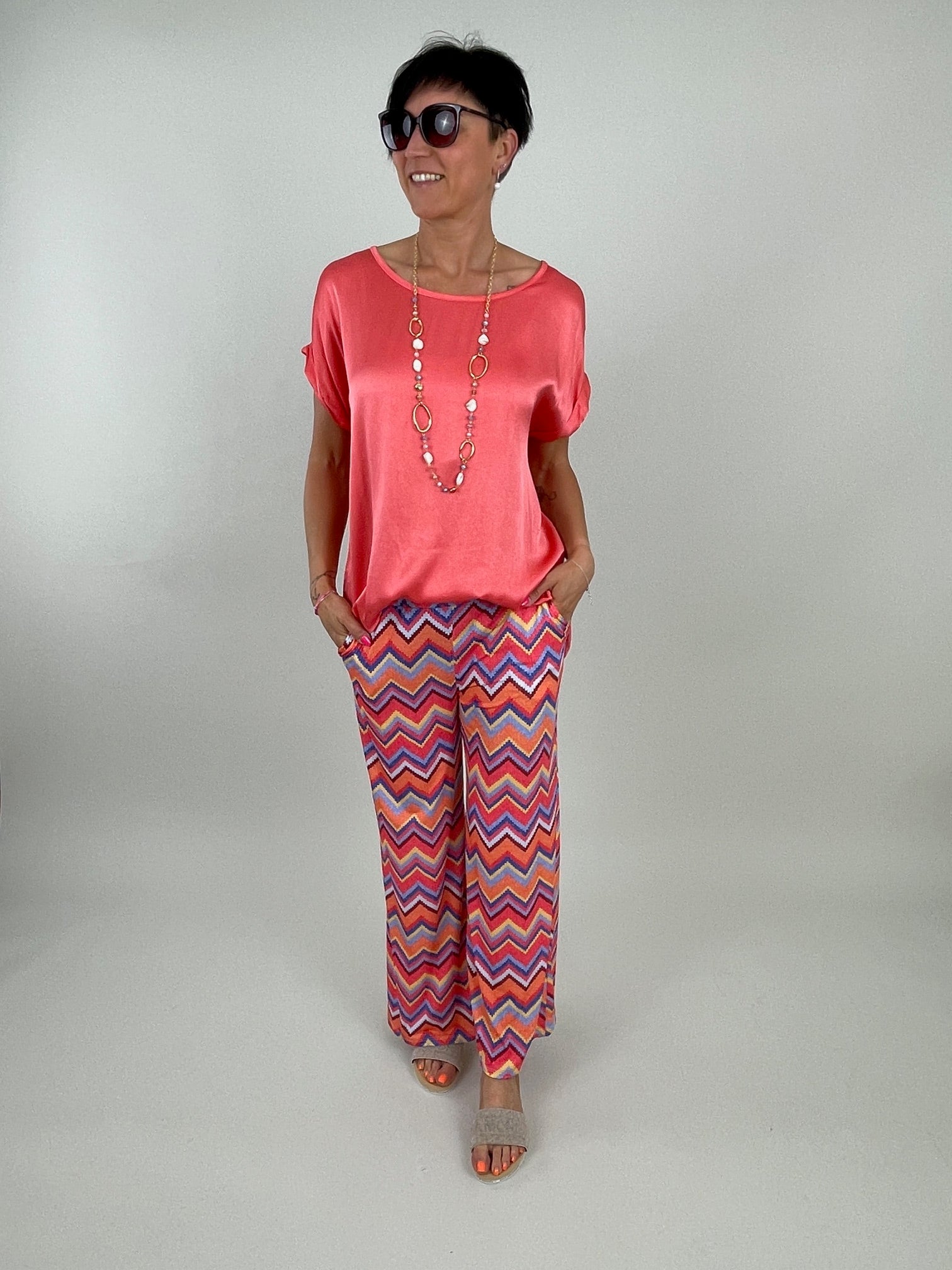 Marlene Hose Kofferstoff zickzack gemustert in Orange Artikel 6012