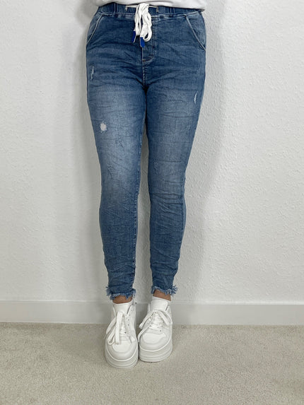 Jeans mit Gummibund in Usedwash Artikel 4069