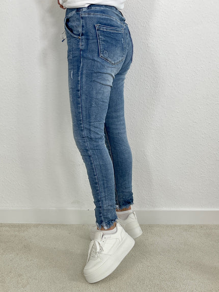 Jeans mit Gummibund in Usedwash Artikel 4069