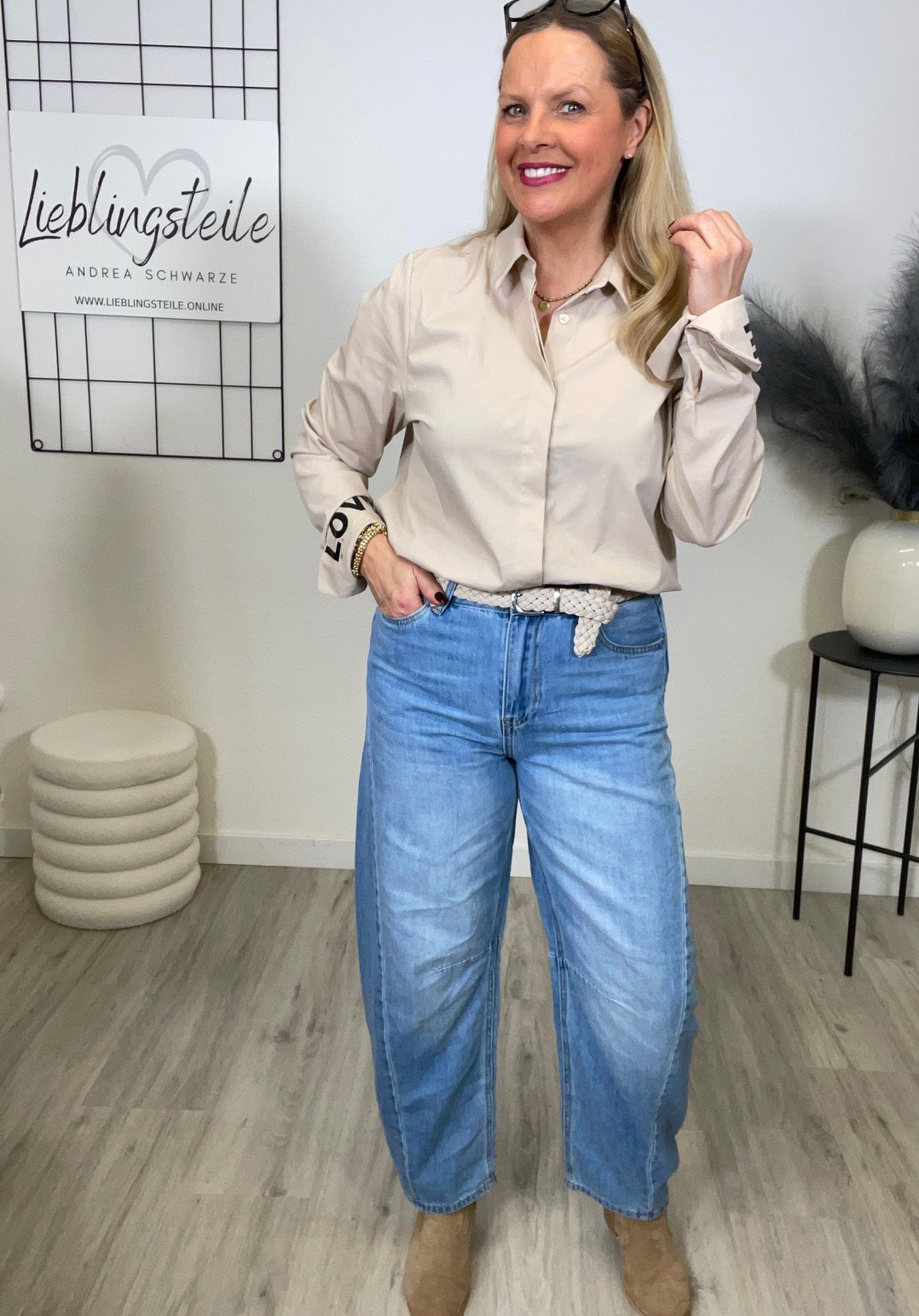 Jeans Ballon-Schnitt Helle Waschung Art. 6709