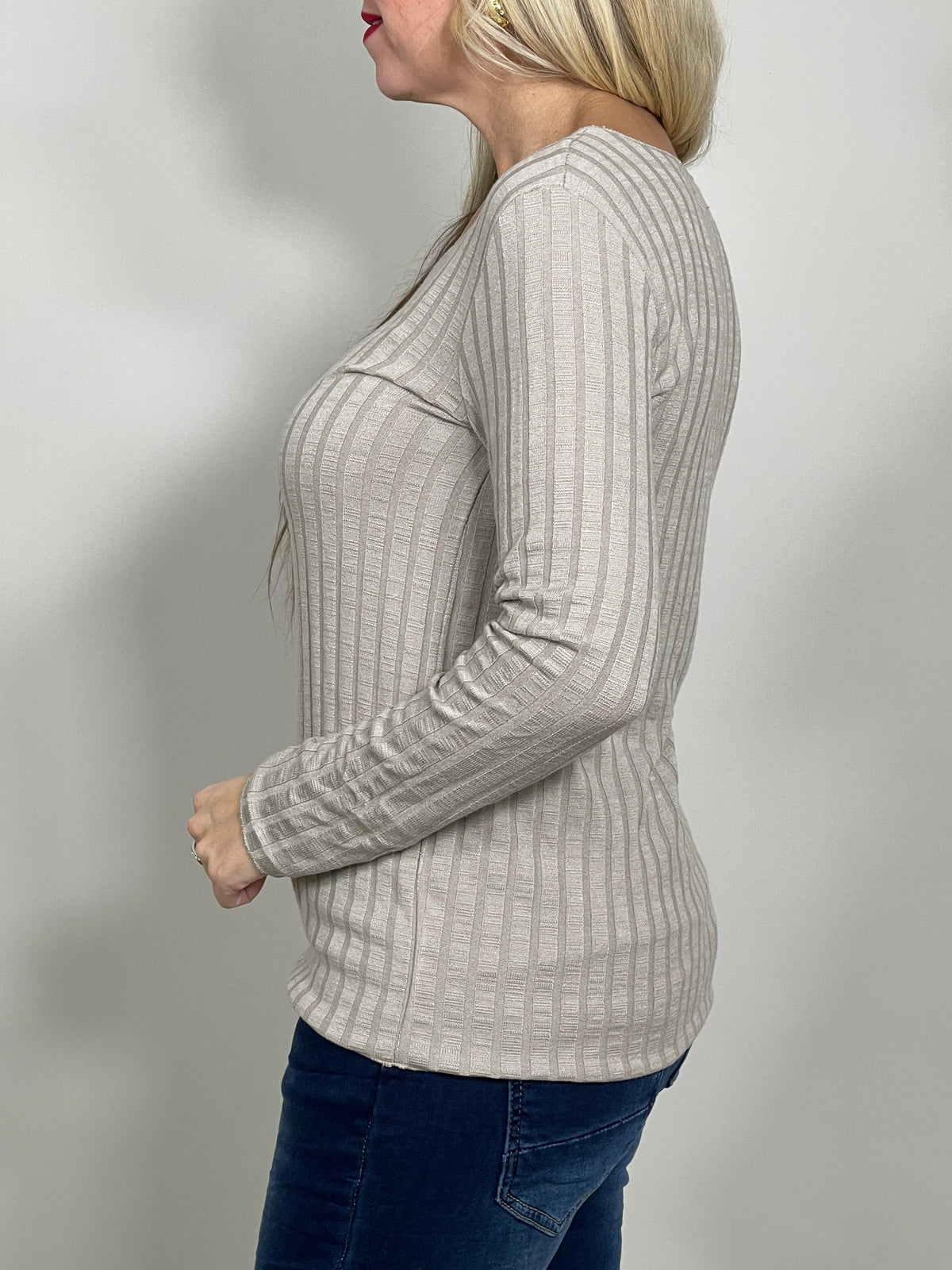 Basic Langarmshirt Ripp-Optik in versch. Farben
