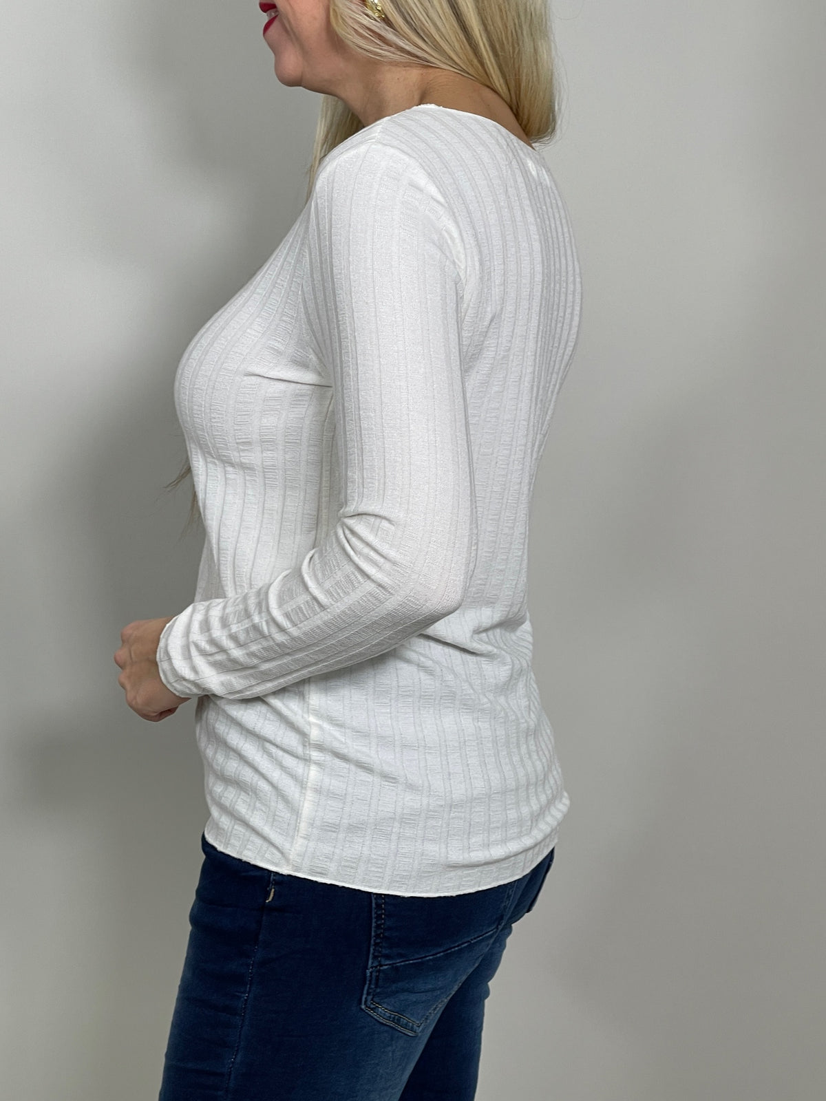 Basic Langarmshirt Ripp-Optik in versch. Farben