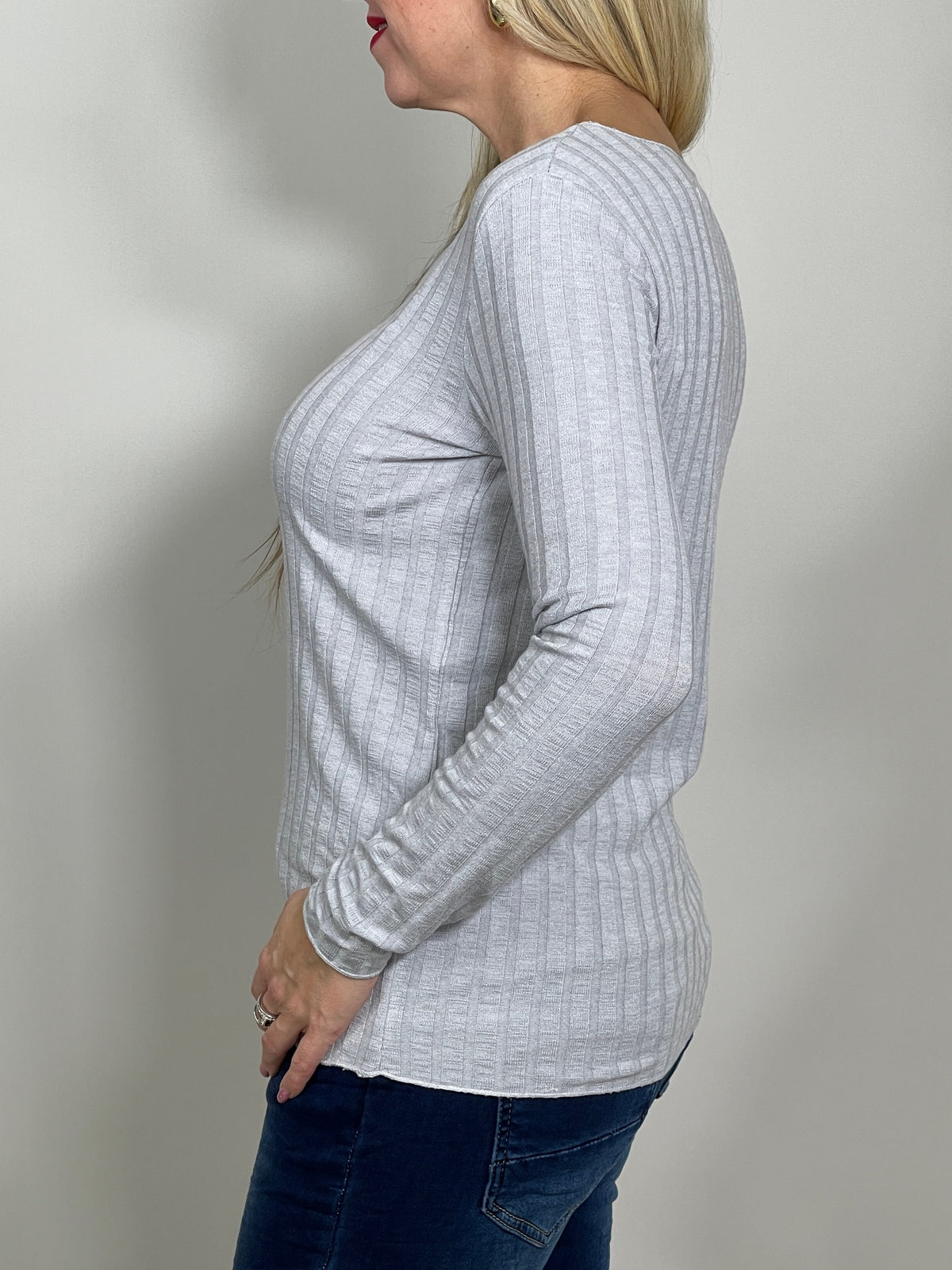 Basic Langarmshirt Ripp-Optik in versch. Farben