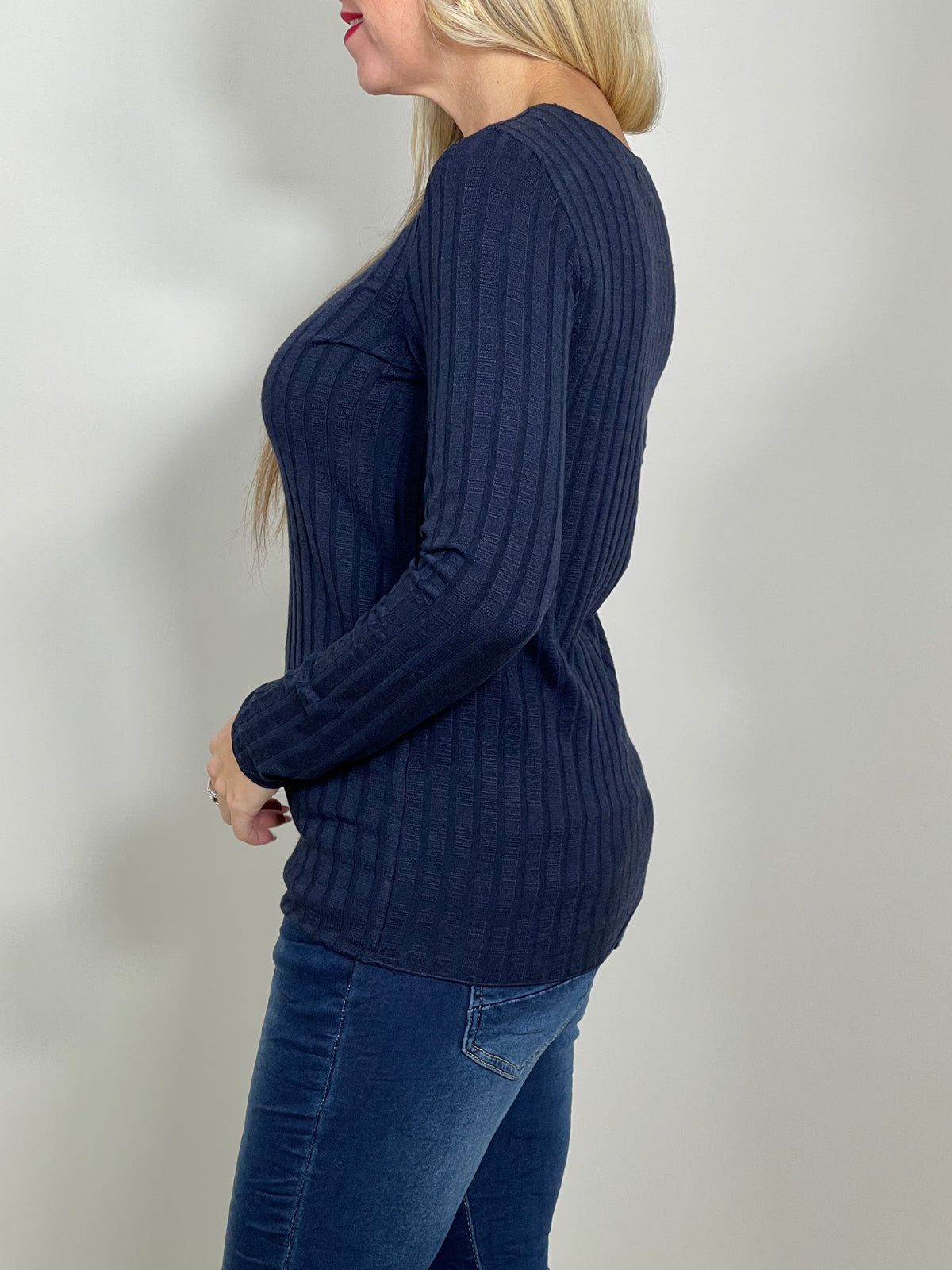 Basic Langarmshirt Ripp-Optik in versch. Farben