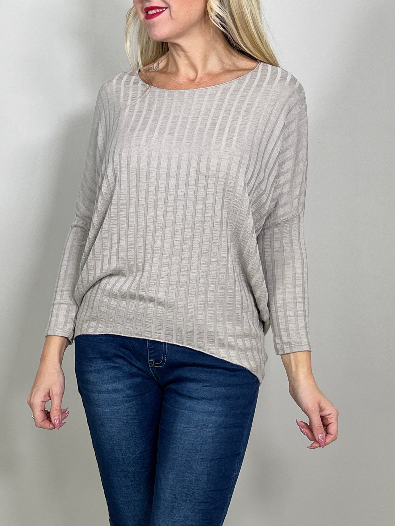 Basic Langarmshirt Ripp-Optik oversized in versch. Farben