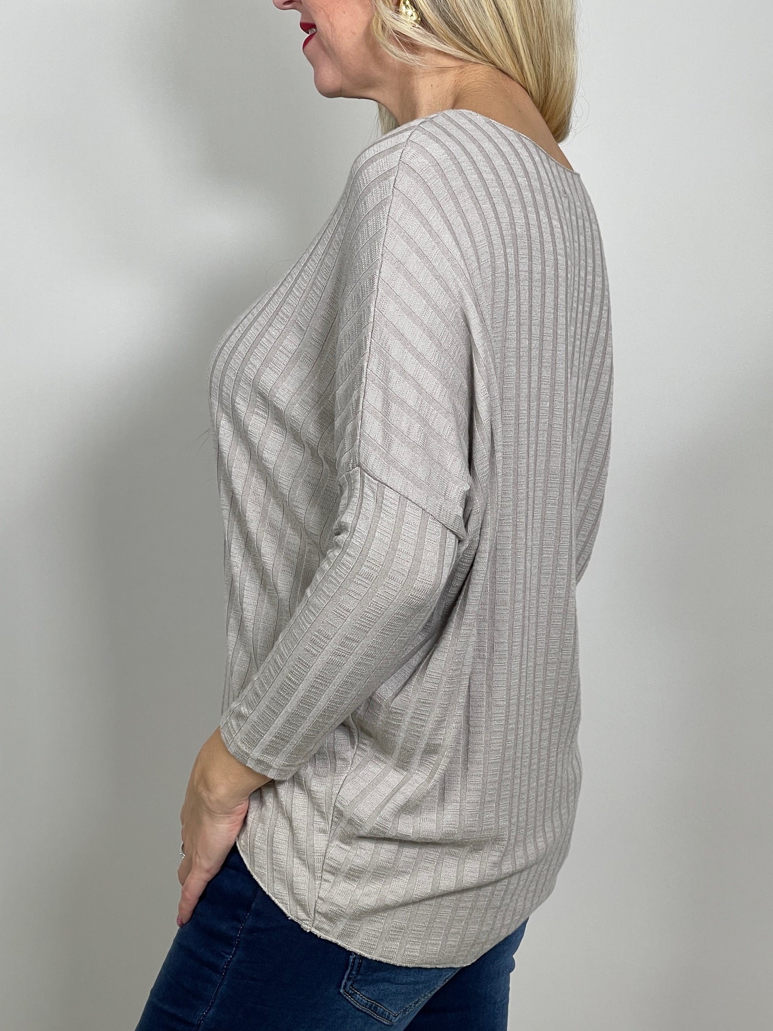 Basic Langarmshirt Ripp-Optik oversized in versch. Farben