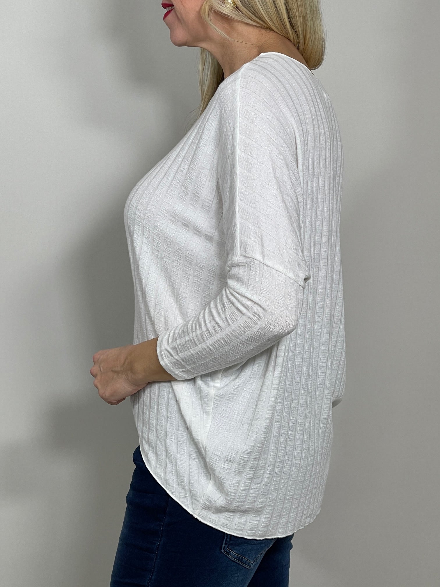 Basic Langarmshirt Ripp-Optik oversized in versch. Farben