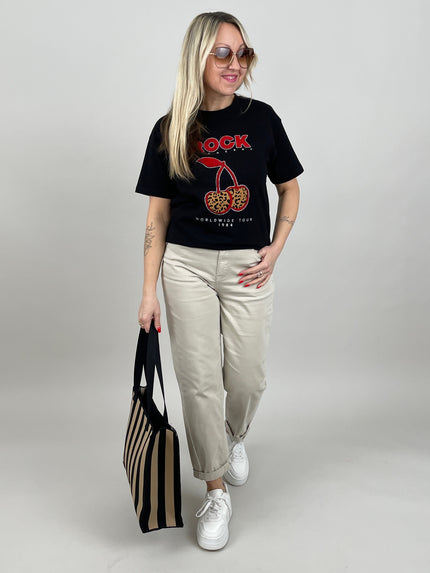 T-Shirt Rock Cherry in Schwarz