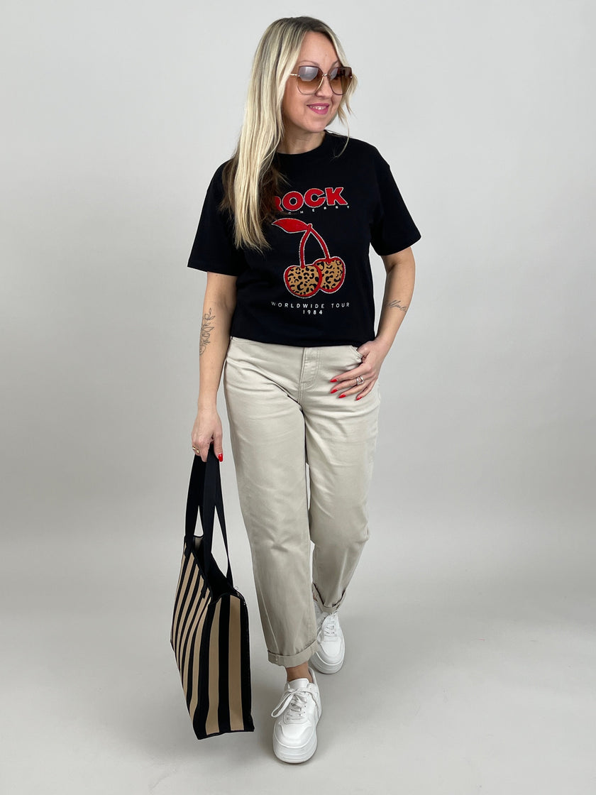 T-Shirt Rock Cherry in Schwarz