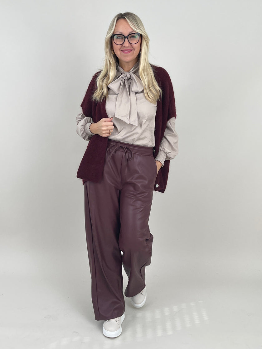 Marlene Hose Lederoptik in Bordeaux Artikel 6451