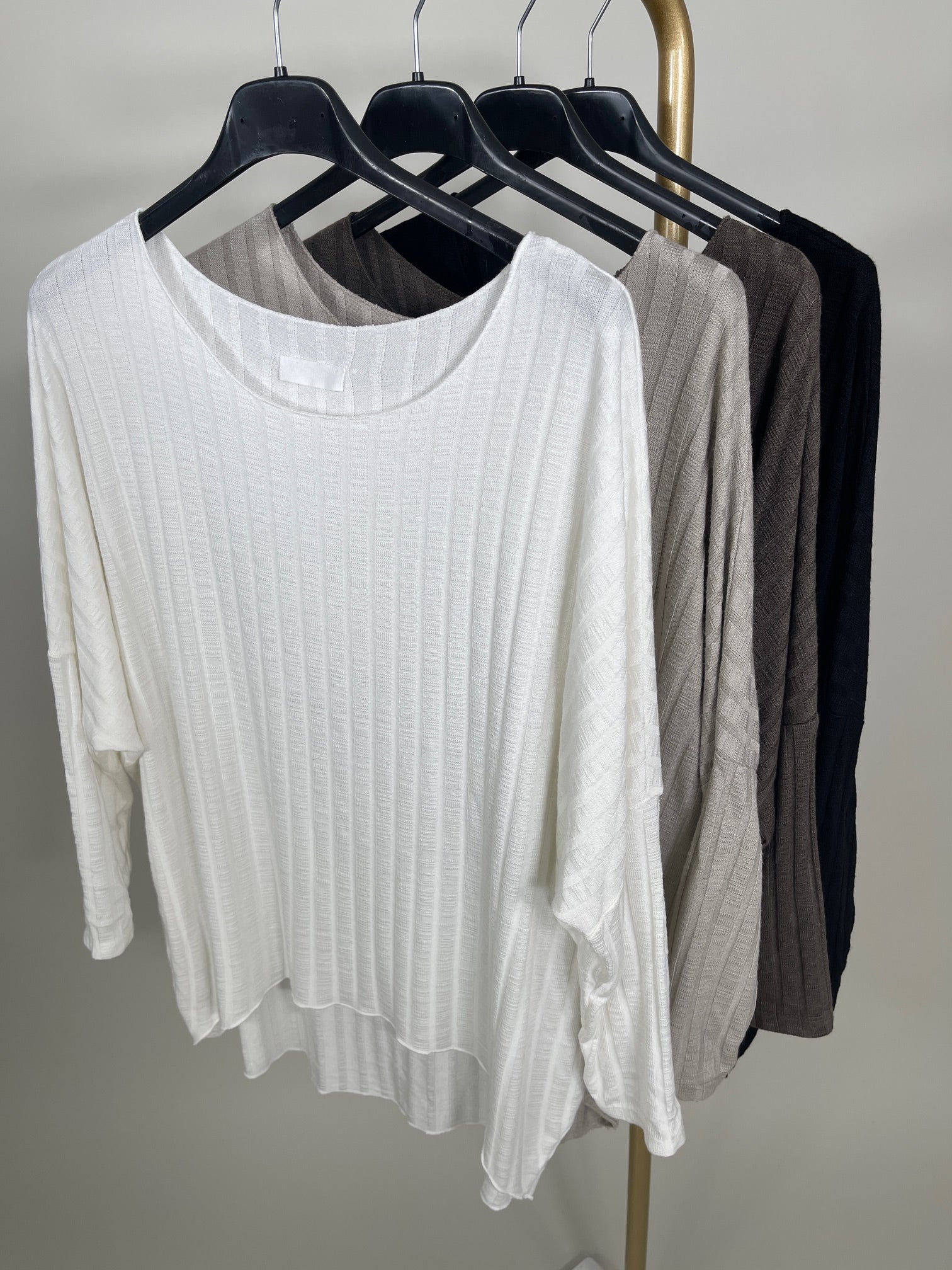 Basic Langarmshirt Ripp-Optik oversized in versch. Farben