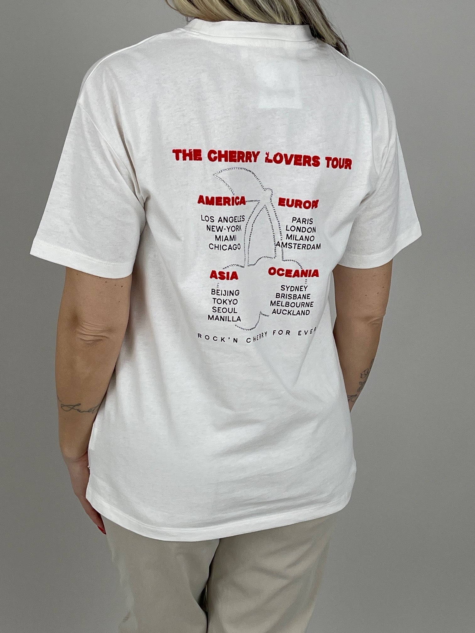 T-Shirt Rock Cherry in Weiß