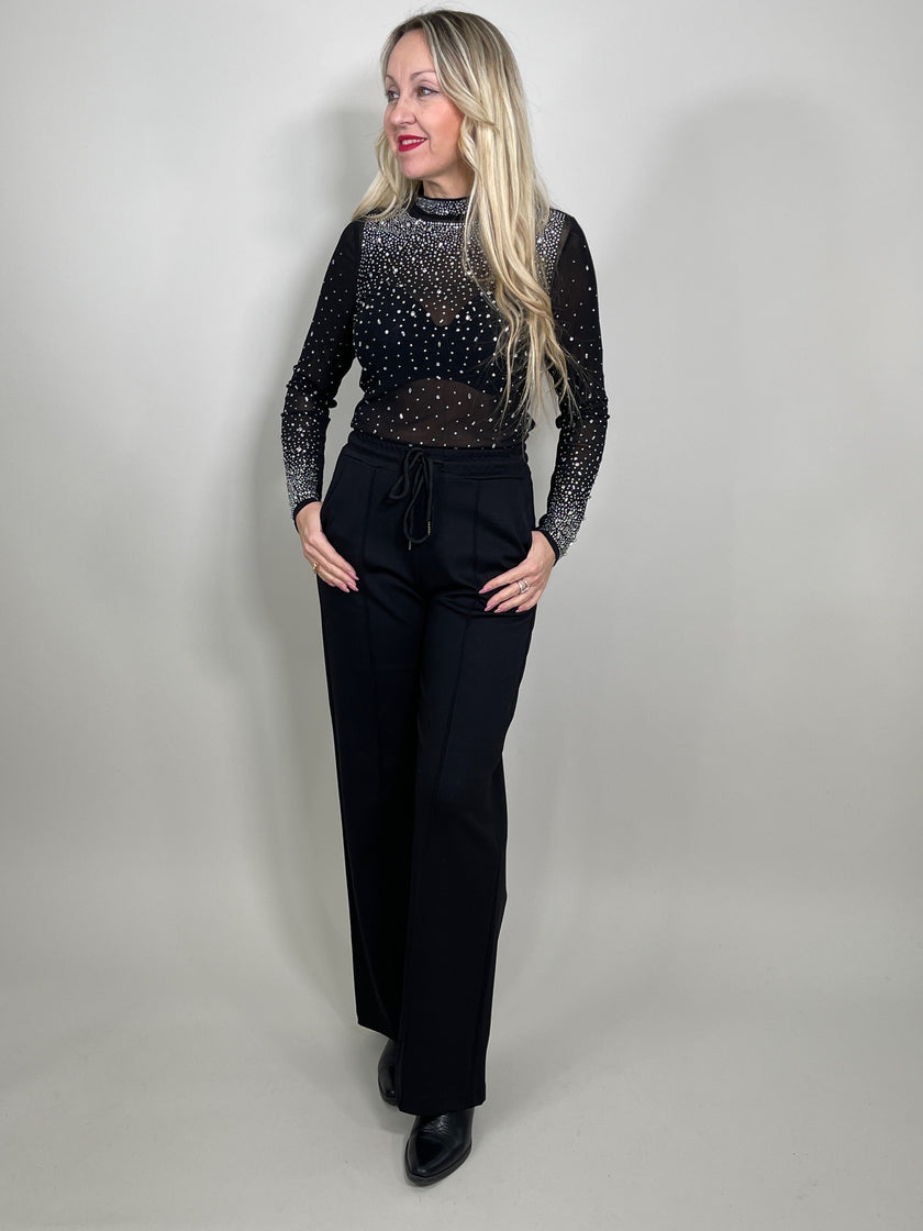 Langarmshirt Mesh mit Glitzersteinchen Artikel 5480