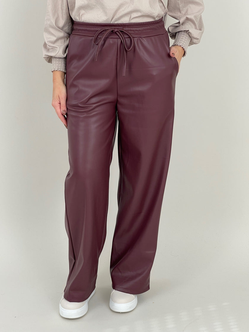 Marlene Hose Lederoptik in Bordeaux Artikel 6451