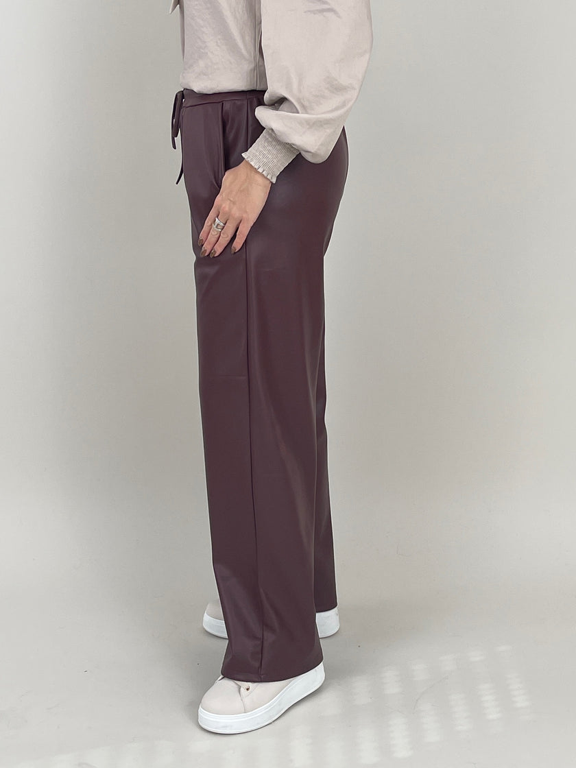 Marlene Hose Lederoptik in Bordeaux Artikel 6451