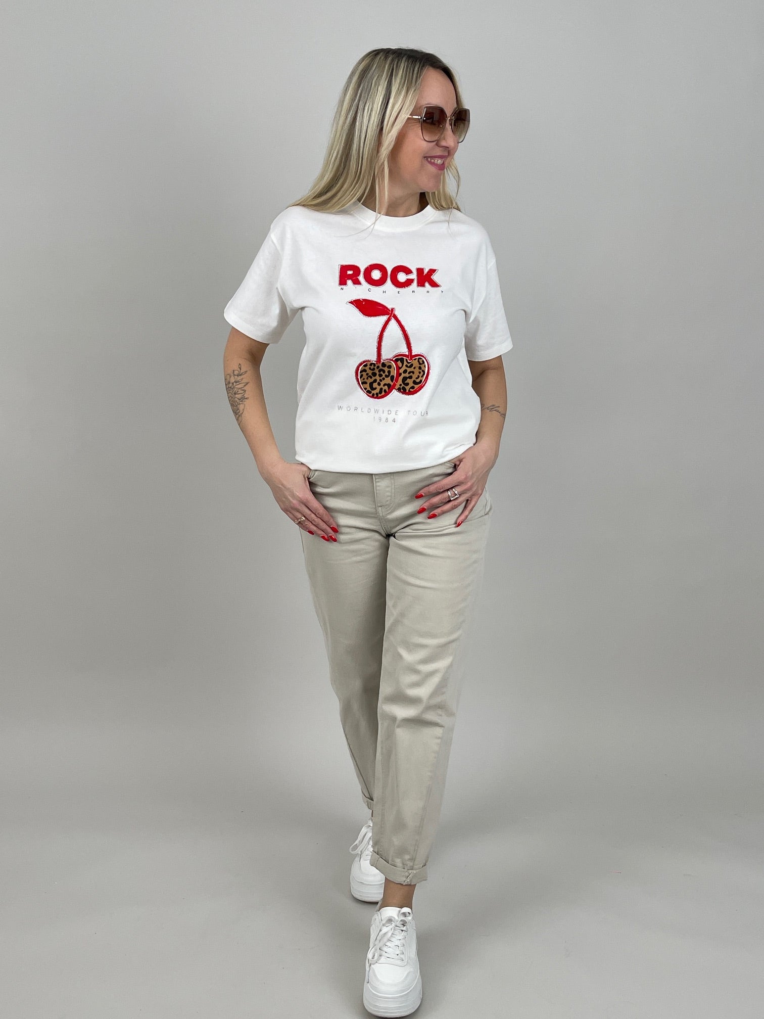 T-Shirt Rock Cherry in Weiß