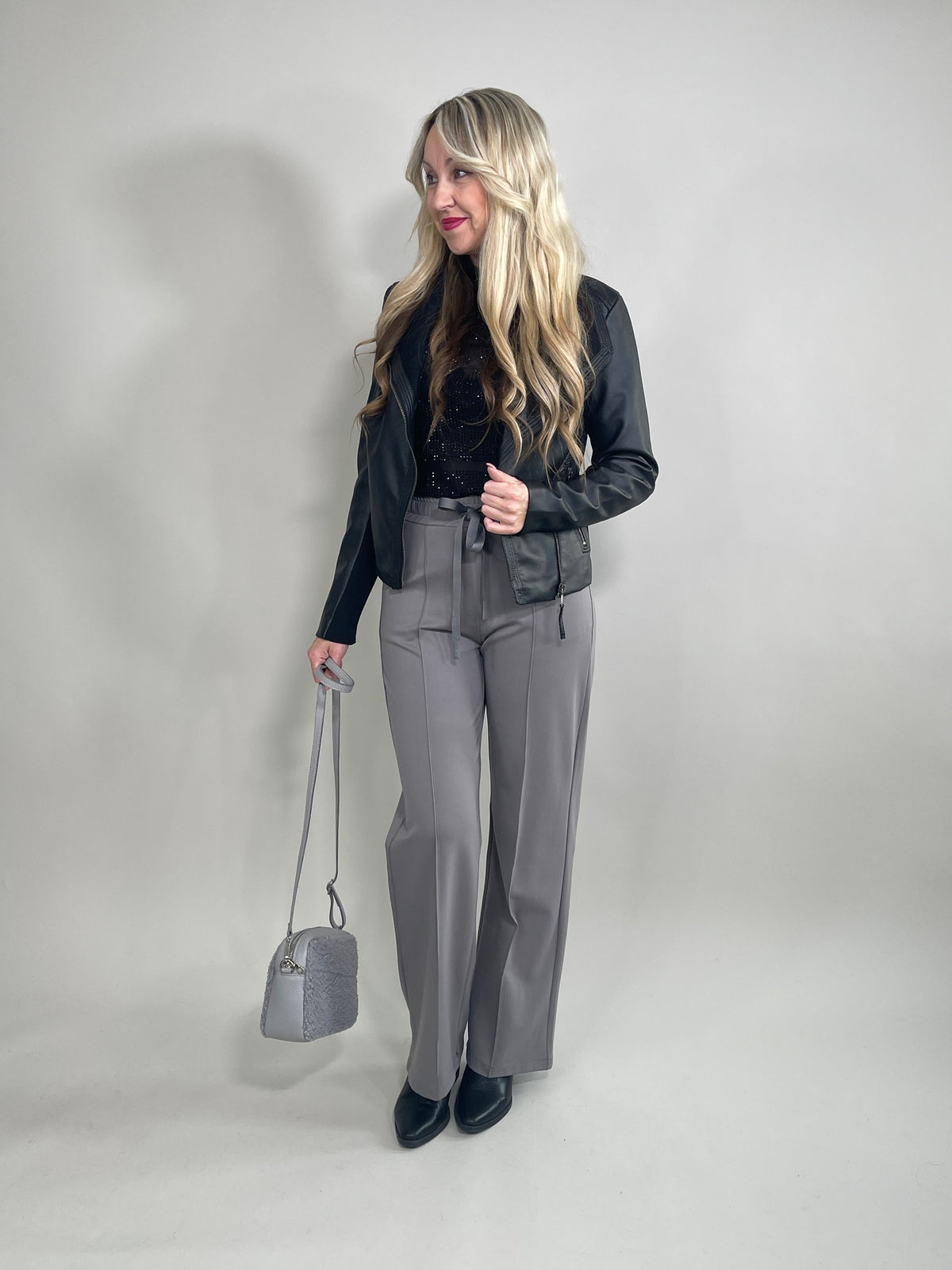 Palazzo-Hose Classic mit Bügelfalte in Grau