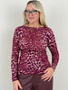 Langarmshirt mit Cashmere Leo in Bordeaux Art. 6458