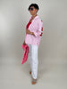 Bluse mit Streifen und Schriftzug in Rosa Artikel 6004