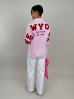 Bluse mit Streifen und Schriftzug in Rosa Artikel 6004