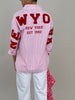 Bluse mit Streifen und Schriftzug in Rosa Artikel 6004