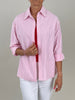 Bluse mit Streifen und Schriftzug in Rosa Artikel 6004