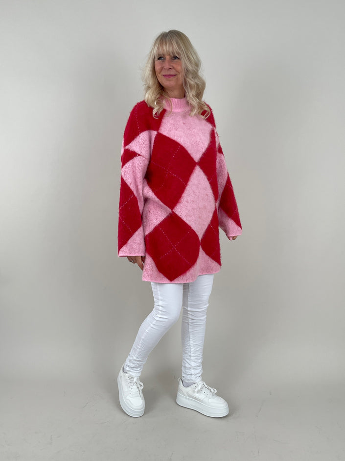 Pullover Raute Rot/ Rosa Art. 6715