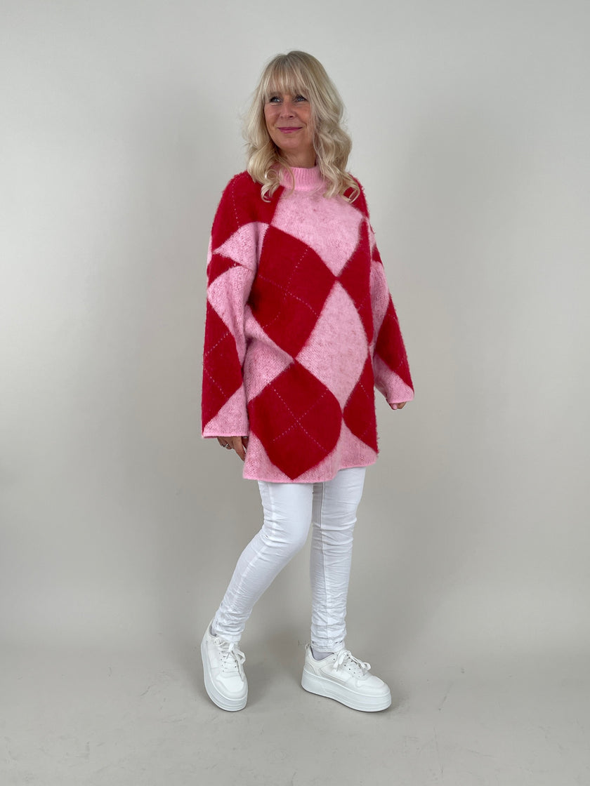 Pullover Raute Rot/ Rosa Art. 6715