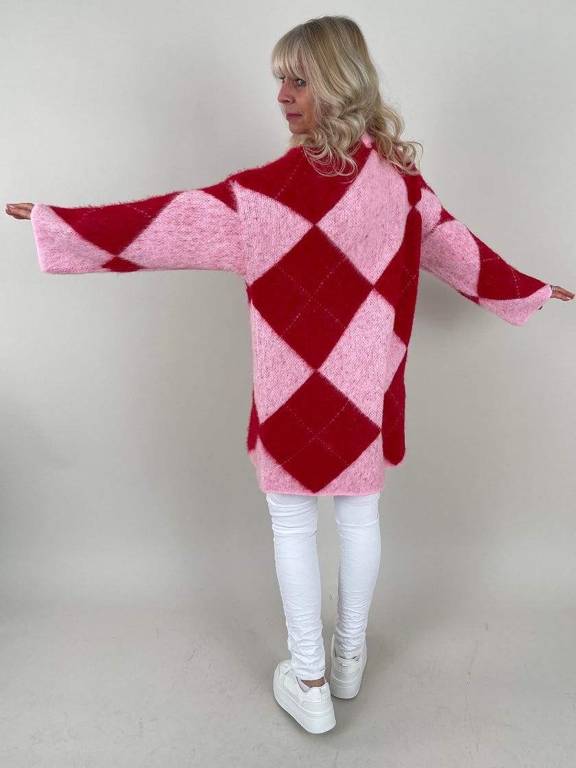 Pullover Raute Rot/ Rosa Art. 6715