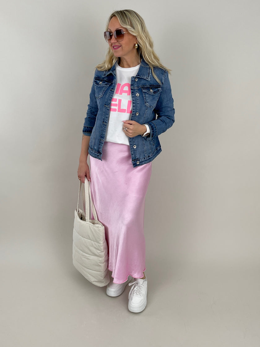 Rock in Satin-Optik Rosa