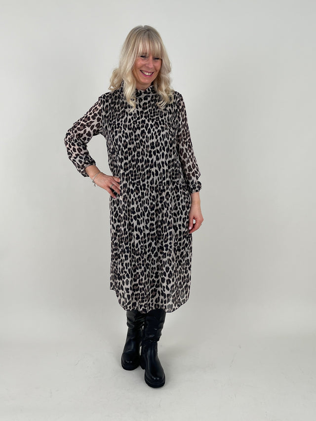 Plissee Kleid Leo Muster Art. 6719