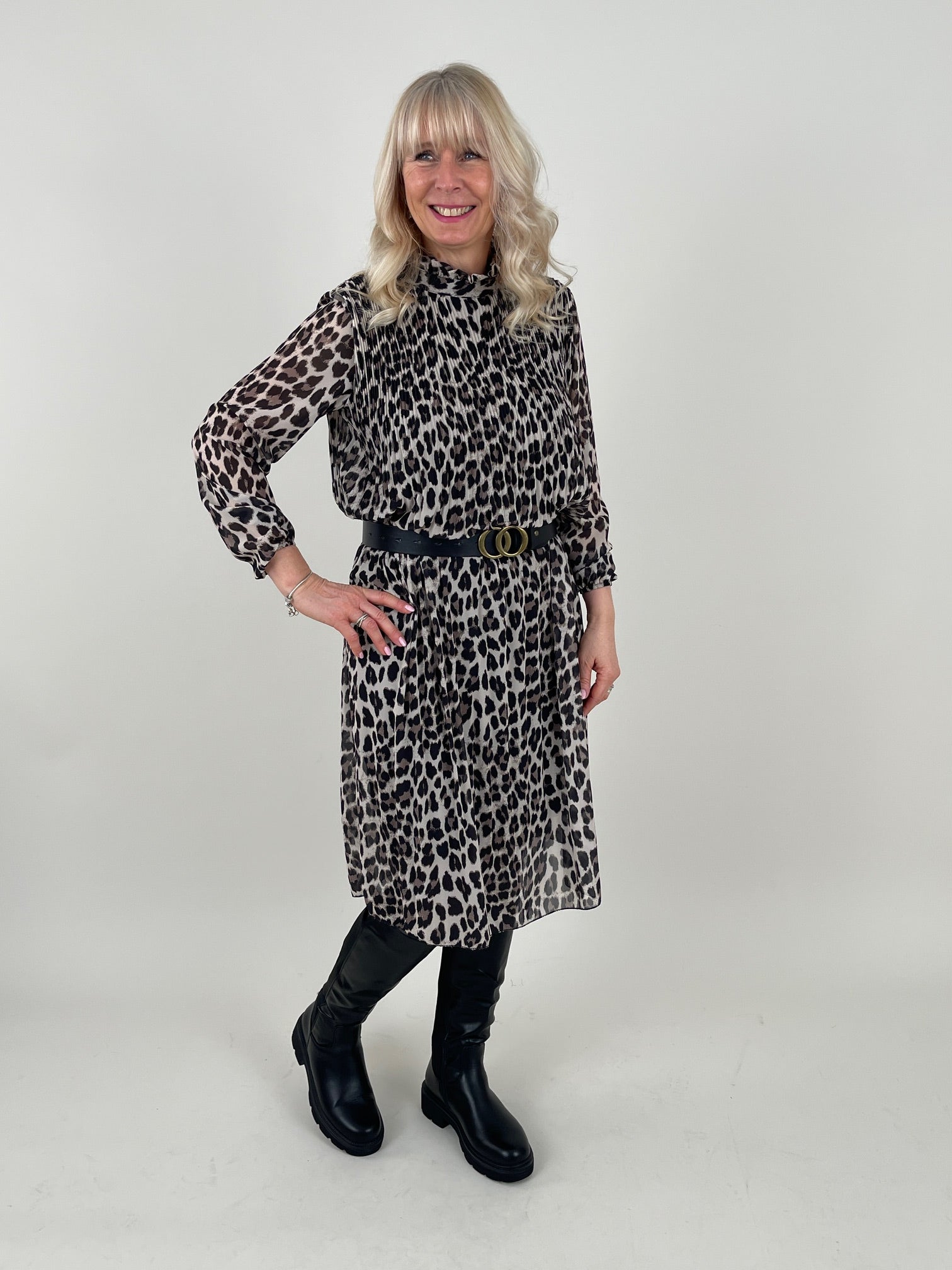 Plissee Kleid Leo Muster Art. 6719