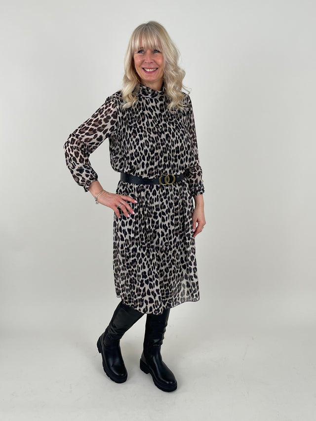 Plissee Kleid Leo Muster Art. 6719