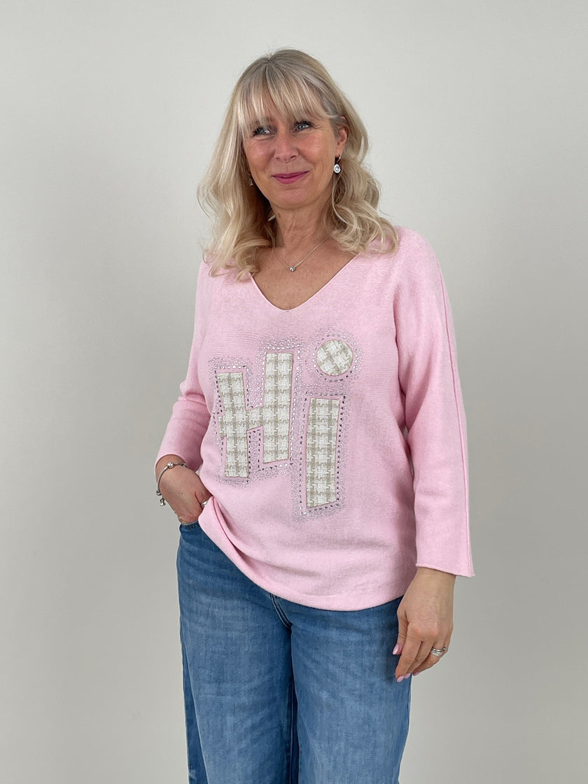 Pullover mit Druck in Rosa Art. 6717