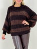 Pullover Bouclé Grobstrick mit Streifen in Braun Art. 6441